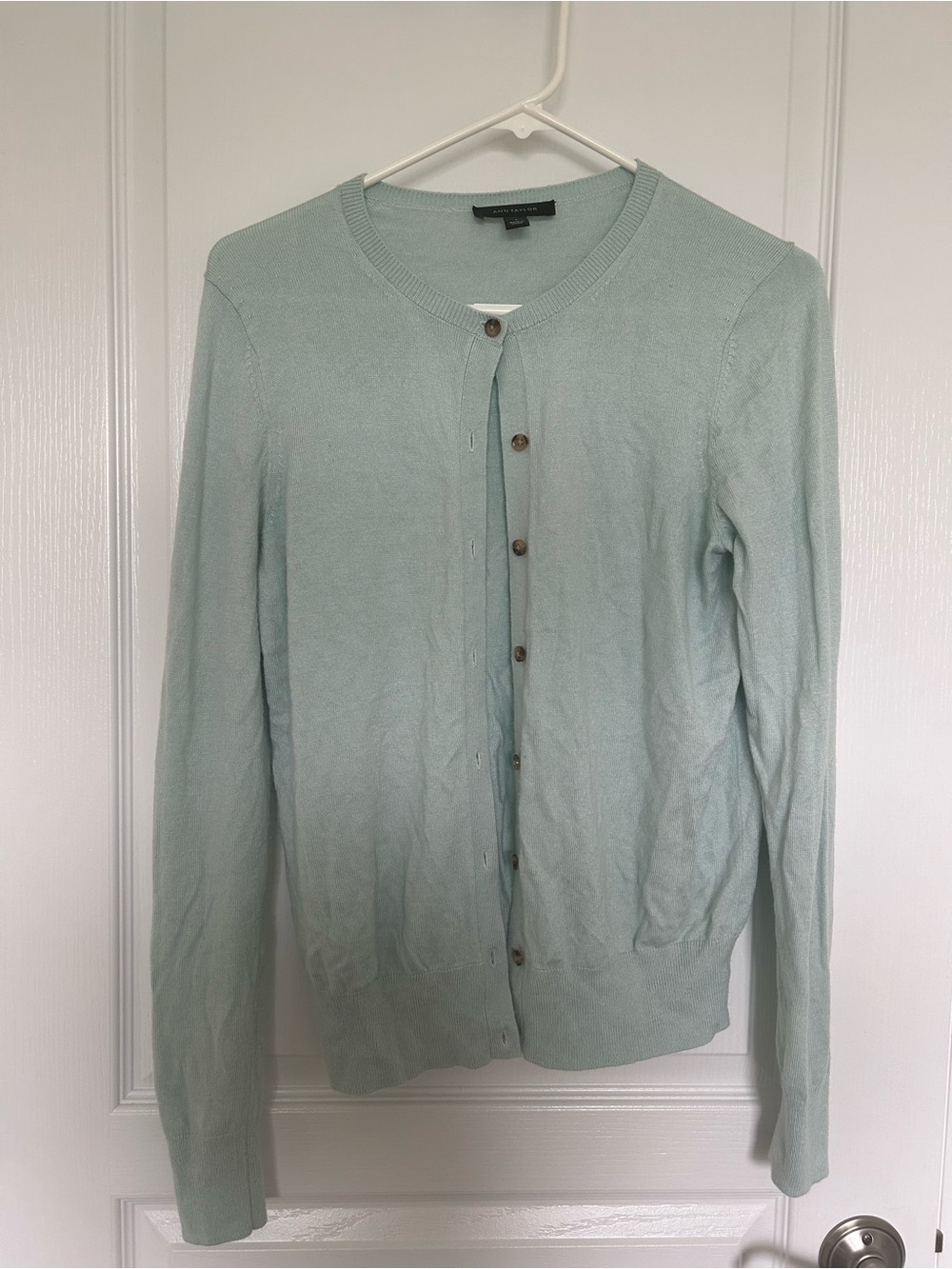Ann Taylor Mint Green Button-Front Cardigan